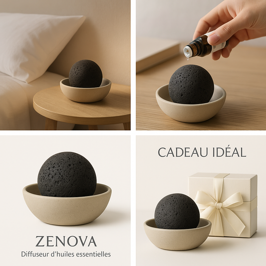 ZENOVA – Diffuseur d’huiles essentielles en pierre volcanique naturelle